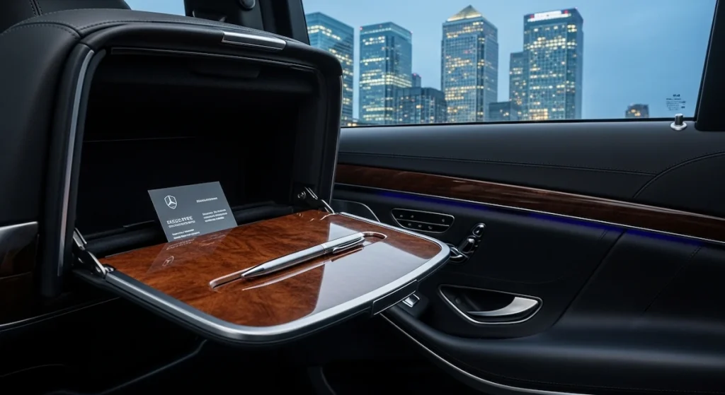 Executive car service providing premium luxury transportation with a professional chauffeur for corporate travel.